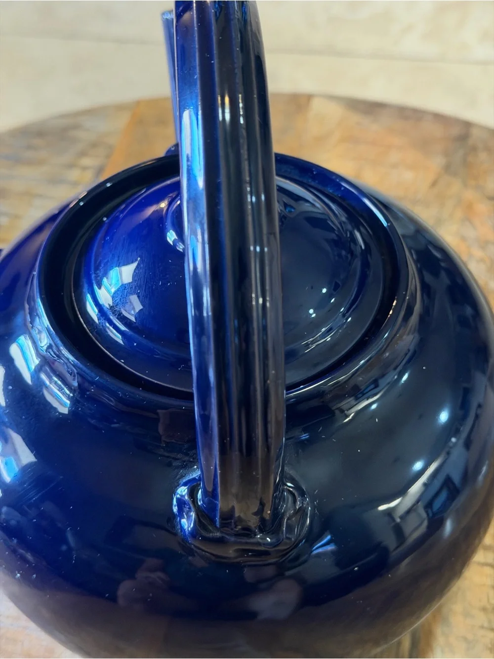 Made in Italy Cobalt Blue Ceramic Teapot Kettle Raised Fruit Floral Decor